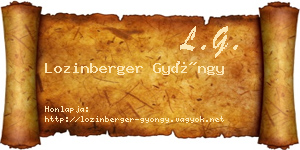 Lozinberger Gyöngy névjegykártya